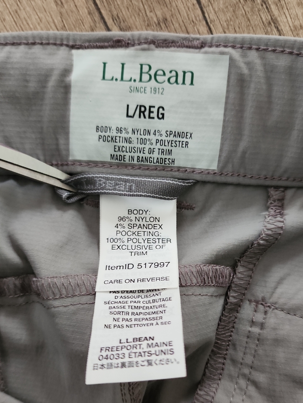 L.L.Bean Hiking Capri Pants Gray Belted Stretch Cargo Outdoor Women’s Large - Picture 3 of 6